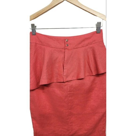 Pink Martini Womens Size XS Linen Coral Peplum Skirt Kick Pleat Office W… - Picture 4 of 8